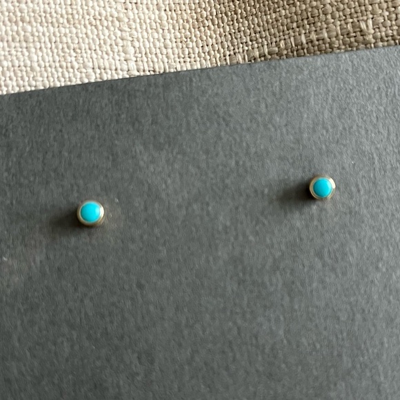 14K TURQUOISE BEZEL STUDS - Picture 4 of 10